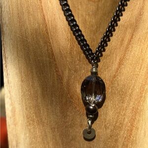 Handmade Vintage Crystal Glass Bead, Freshwater Pearl and mixed metal Necklace